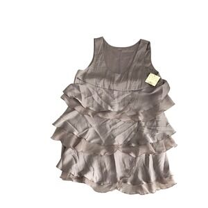 NWT Rope Picnic Taupe Tiered Ruffle Blouse Sleeveless Sz 38 Party Boho Summer